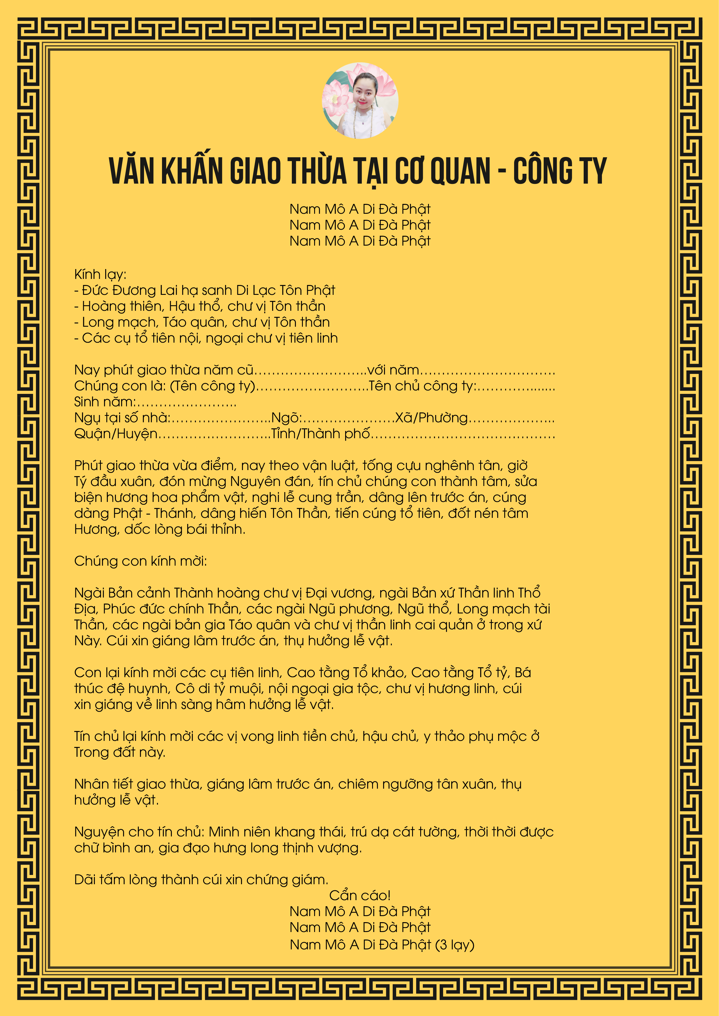 Văn Khấn Giao Thừa Tại Cơ Quan